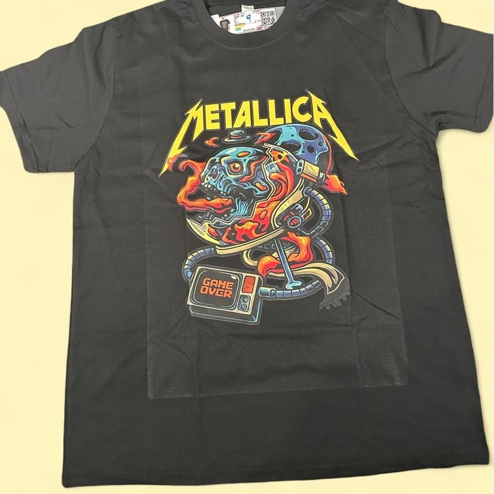 Metallica Game Over Skull Graphic T-Shirt Mens XL Black Short Sleeve Band Tee